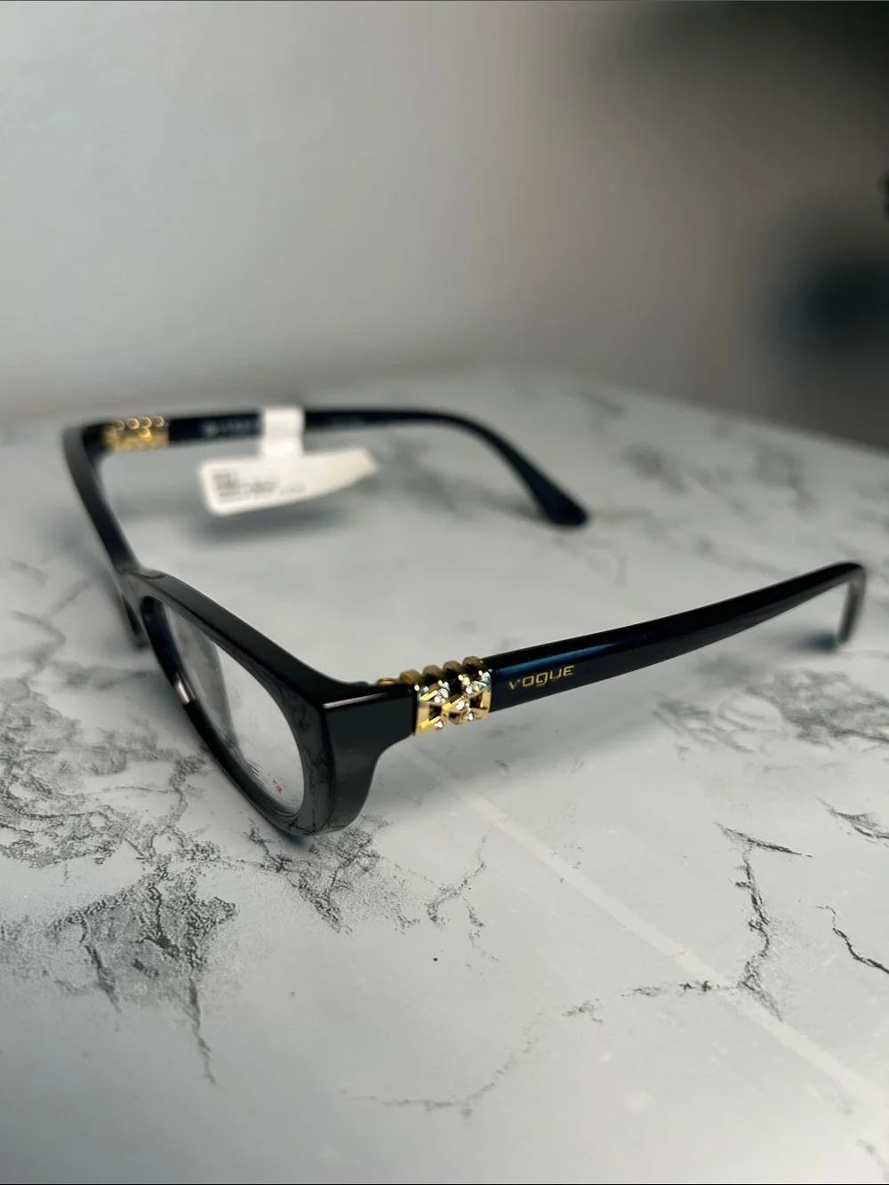 Vogue VO5240-B Black Cat Eye Eyeglasses Gold Detail 51-17-135 NWT